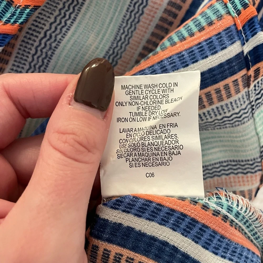 Lily White Striped Off Shoulder Ruffle Top Size S - Picture 6 of 8